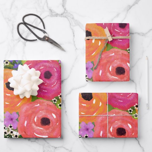 Schöne Blume | Große Aquarellblume Geschenkpapier Set (Vorderseite)