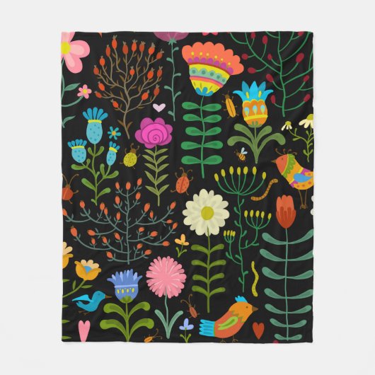 Schöne Blume handgezeichnetes Illustrationsmuster Fleecedecke (Vorderseite)