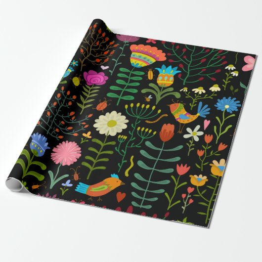 Schöne Blume handgezeichnetes Illustrationsmuster Geschenkpapier (Ungerollt)
