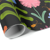 Schöne Blume handgezeichnetes Illustrationsmuster Geschenkpapier (Rolleneckpunkt)