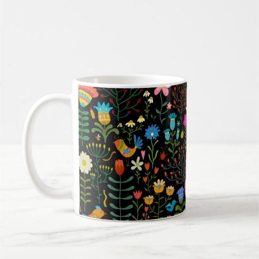 Schöne Blume handgezeichnetes Illustrationsmuster Kaffeetasse (Links)
