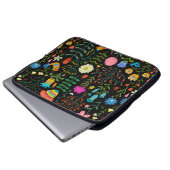 Schöne Blume handgezeichnetes Illustrationsmuster Laptopschutzhülle (Vorne Knopf)