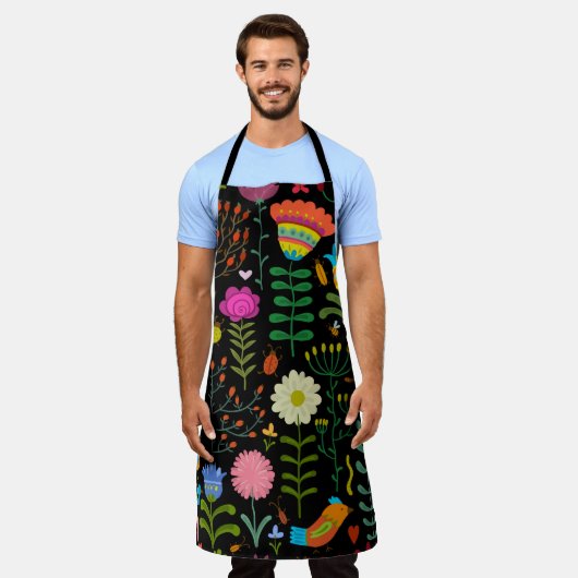 Schöne Blume handgezeichnetes Illustrationsmuster Schürze (Getragen)