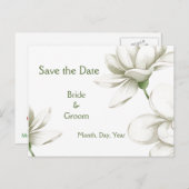 Schöne Blume im Weißen Garten Save the Date Ankündigungspostkarte (Vorne/Hinten)