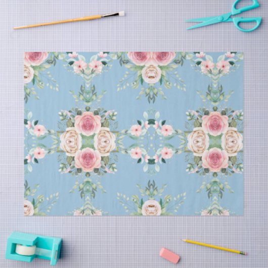 Schöne Blume in Blau Seidenpapier (Basteln)