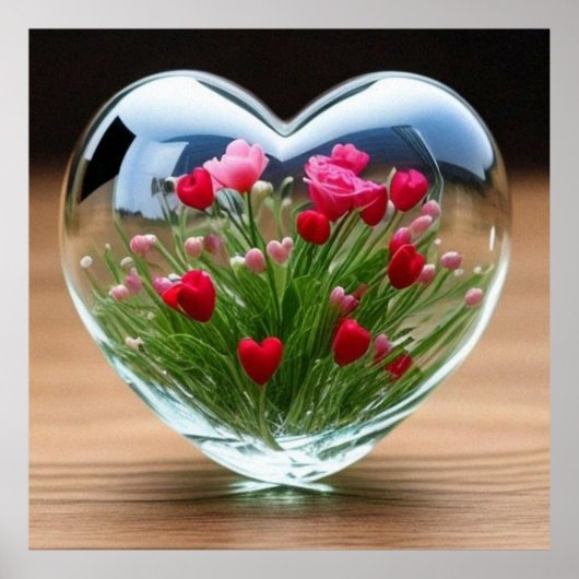 Schöne Blume in einem Herzglas, geformt für die Li Poster (Vorne)