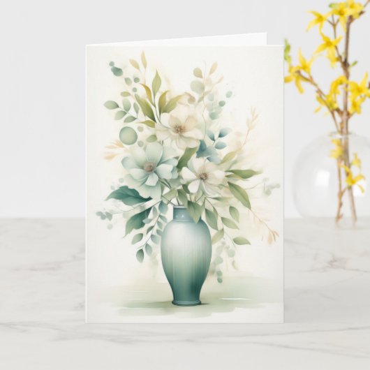 Schöne Blume in einer Vase Hallo Gruß Karte (Gelbe Blume)