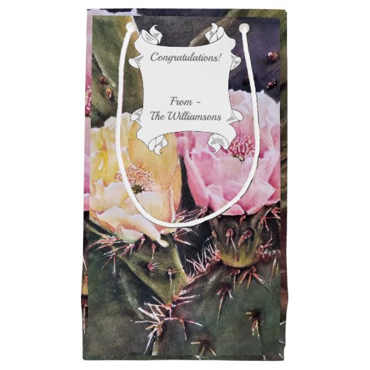 Schöne Blume in Rosa und Gelb Kleine Geschenktüte (Vorderseite)