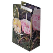 Schöne Blume in Rosa und Gelb Kleine Geschenktüte (Rückseite Schrägansicht)