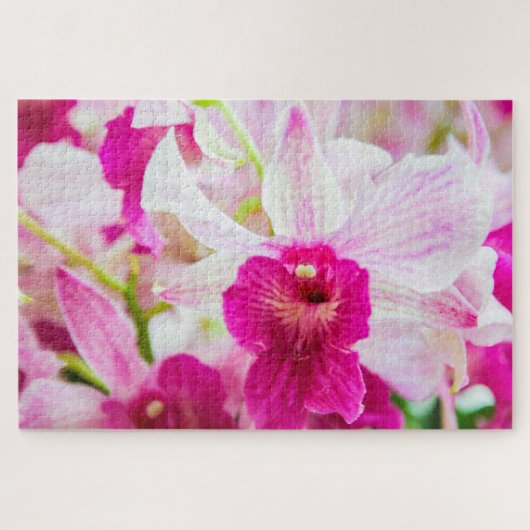 Schöne Blume in Weiß und Fuchsia Puzzle (Horizontal)