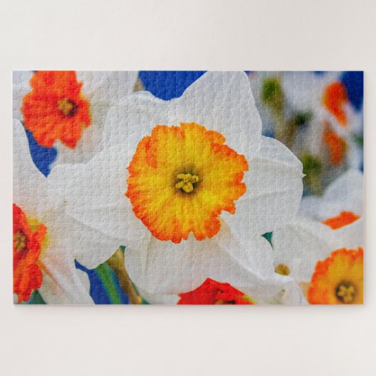 Schöne Blume in Weiß und Orange Puzzle (Horizontal)