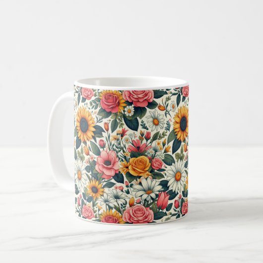 Schöne Blume Kaffeetasse (Vorderseite Links)