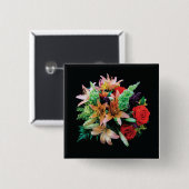 Schöne Blume Kissen Button (Vorne & Hinten)