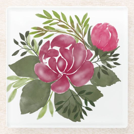 Schöne Blume Kunst Glasuntersetzer (Vorderseite)