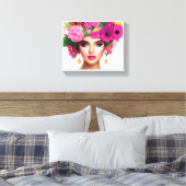 Schöne Blume Lady Canvas Print Leinwanddruck (Insitu (Schlafzimmer))