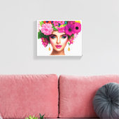 Schöne Blume Lady Canvas Print Leinwanddruck (Insitu (Wohnzimmer))
