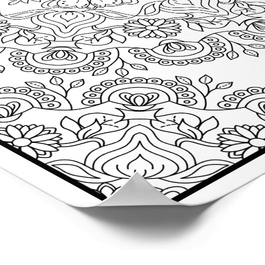 Schöne Blume Mandala Design zum Färben Poster (Ecke)