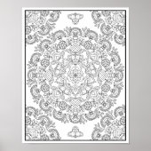Schöne Blume Mandala Design zum Färben Poster (Vorne)