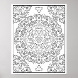 Schöne Blume Mandala Design zum Färben Poster