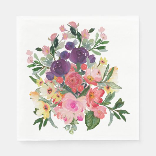 Schöne Blume mit Aquarellfarbe Serviette (Vorderseite)