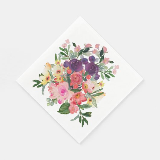 Schöne Blume mit Aquarellfarbe Serviette (Ecke)