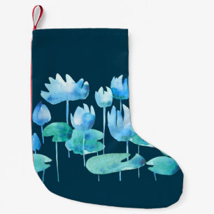 Schöne Blume mit Aquarelllotus Kleiner Weihnachtsstrumpf
