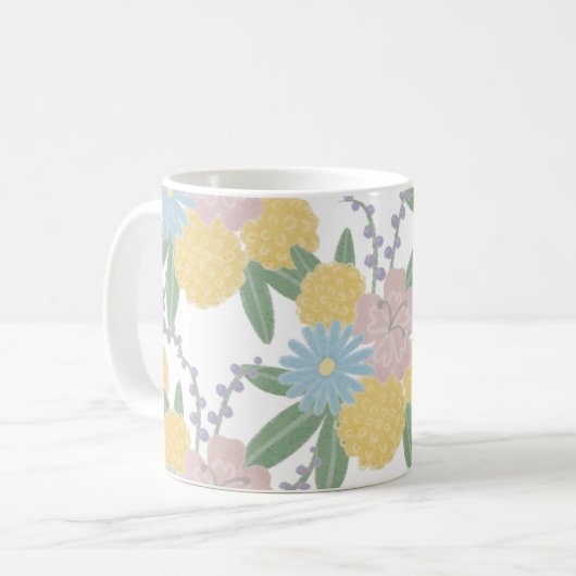 Schöne Blume mit Blumen Elegante Kaffeetasse (Vorderseite Links)