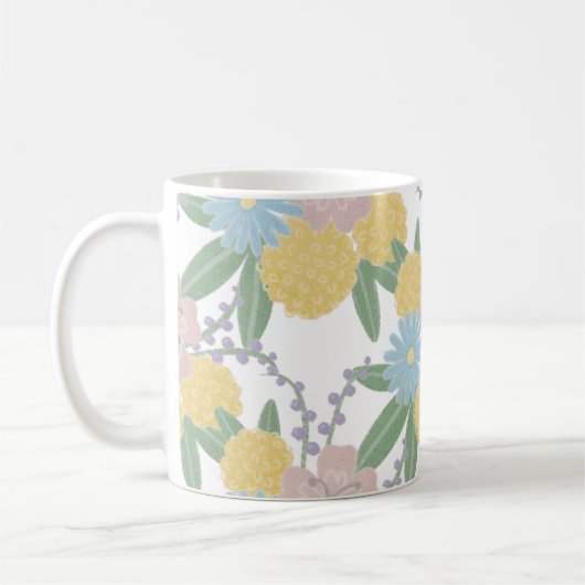 Schöne Blume mit Blumen Elegante Kaffeetasse (Links)