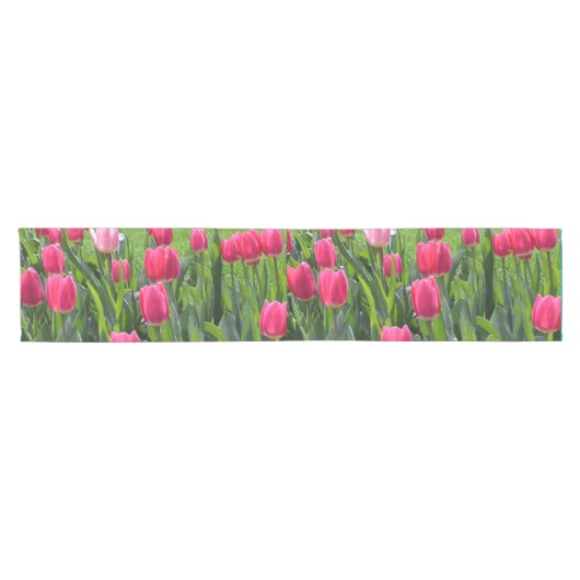 Schöne Blume mit Federpink Kurzer Tischläufer (Horizontal)