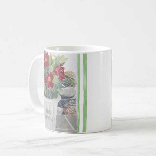 SCHÖNE BLUME MIT HAND KAFFEETASSE (Vorderseite Links)