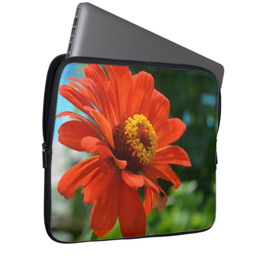 Schöne Blume mit orangefarbenen Blumen Laptopschutzhülle (Vorne Rechts)