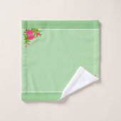 Schöne Blume mit rosa Pink und olivengrün Badhandtuch Set (Waschlappen)