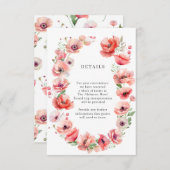 Schöne Blume mit rosa und rotem Mohn Details Begleitkarte (Vorne/Hinten)