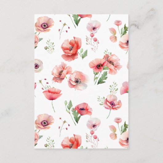 Schöne Blume mit rosa und rotem Mohn Details Begleitkarte (Rückseite)