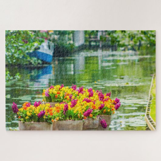 Schöne Blume mit Wasser, Niederlande Puzzle (Horizontal)