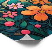 Schöne Blume mit Wasserfarben Poster (Ecke)