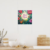 Schöne Blume mit Wasserfarben Poster (Küche)