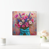 Schöne Blume noch leben Quadratische Wanduhr (Zuhause)