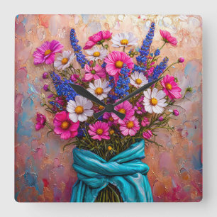 Schöne Blume noch leben Quadratische Wanduhr