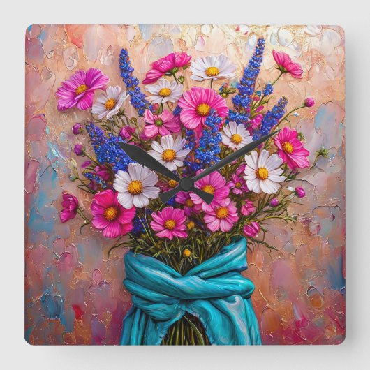 Schöne Blume noch leben Quadratische Wanduhr (Vorderseite)