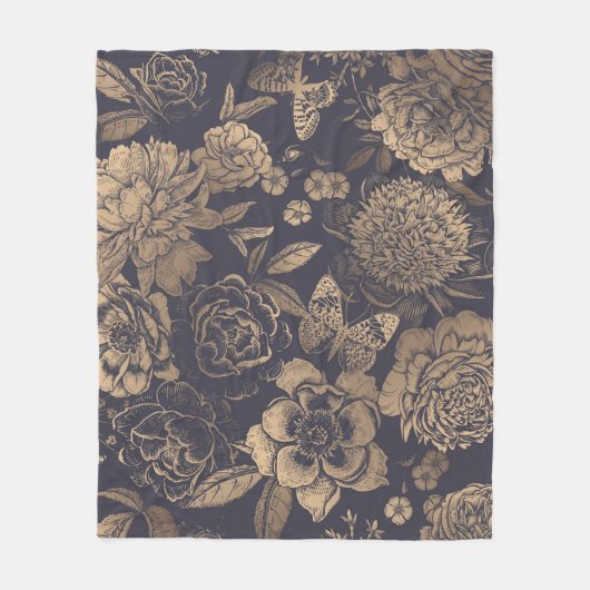 Schöne Blume, Pfannkuchen, Rose und Schmetterlinge Fleecedecke (Vorderseite)