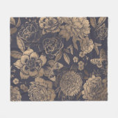 Schöne Blume, Pfannkuchen, Rose und Schmetterlinge Fleecedecke (Vorderseite (Horizontal))