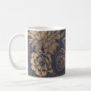 Schöne Blume, Pfannkuchen, Rose und Schmetterlinge Kaffeetasse