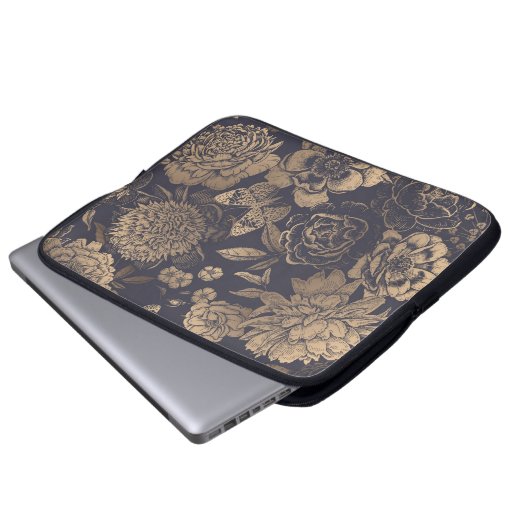 Schöne Blume, Pfannkuchen, Rose und Schmetterlinge Laptopschutzhülle (Vorne Knopf)