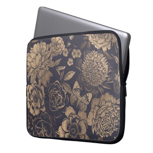 Schöne Blume, Pfannkuchen, Rose und Schmetterlinge Laptopschutzhülle (Vorderseite Links)