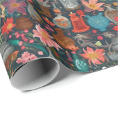 Schöne Blume Pots Vases Kernmuster Geschenkpapier (Rolleneckpunkt)