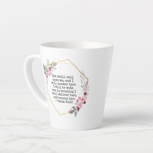 Schöne Blume Psalm 91 Latte Tasse (Linke Ecke)