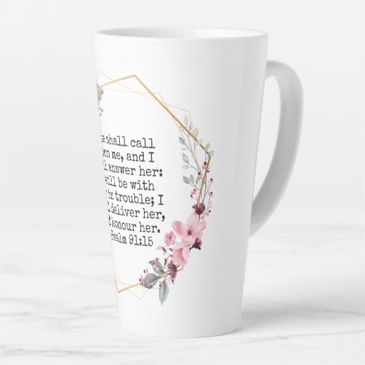 Schöne Blume Psalm 91 Latte Tasse (Rechte Ecke)