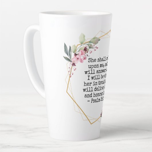 Schöne Blume Psalm 91 Latte Tasse (Linke Ecke)