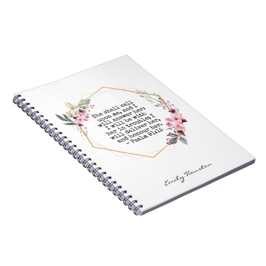 Schöne Blume Psalm 91 Notebook Notizblock (Rechte Seite)